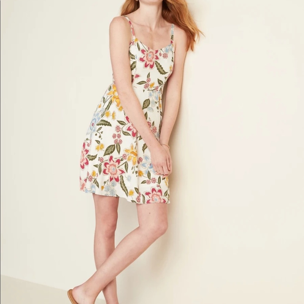 Fit and flare mini dress white floral old navy